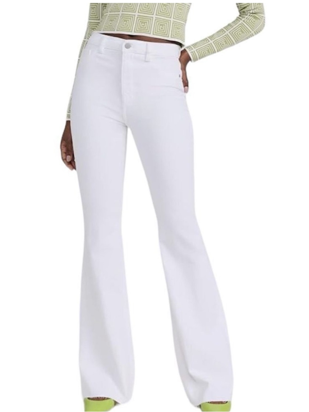 DL1961 Women White Rachel High Waist Flare Jeans New Size 33